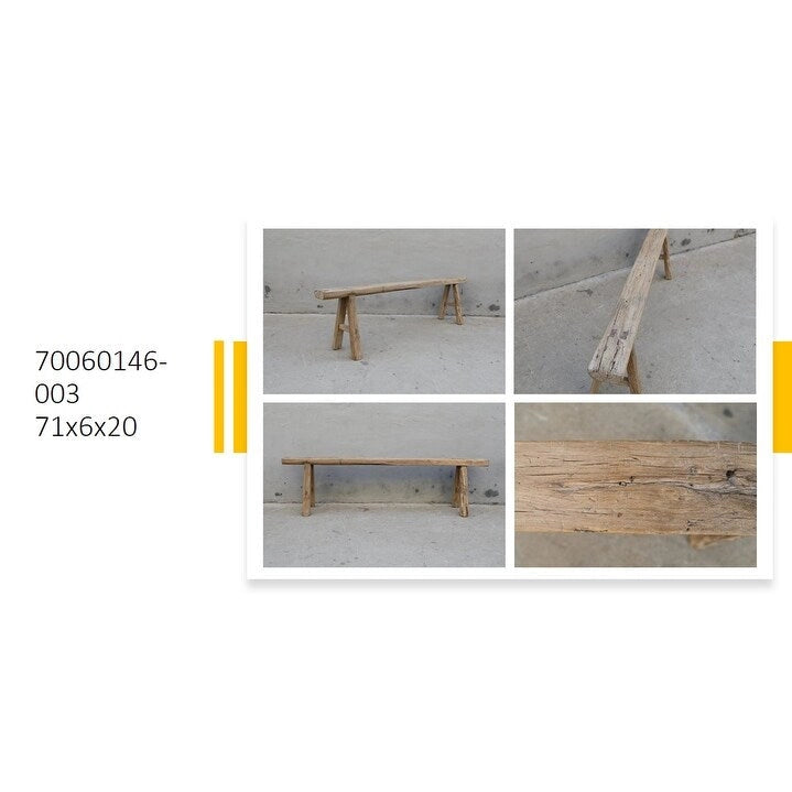 Vintage Noodle Bench Weathered Natural (size and finish vary)