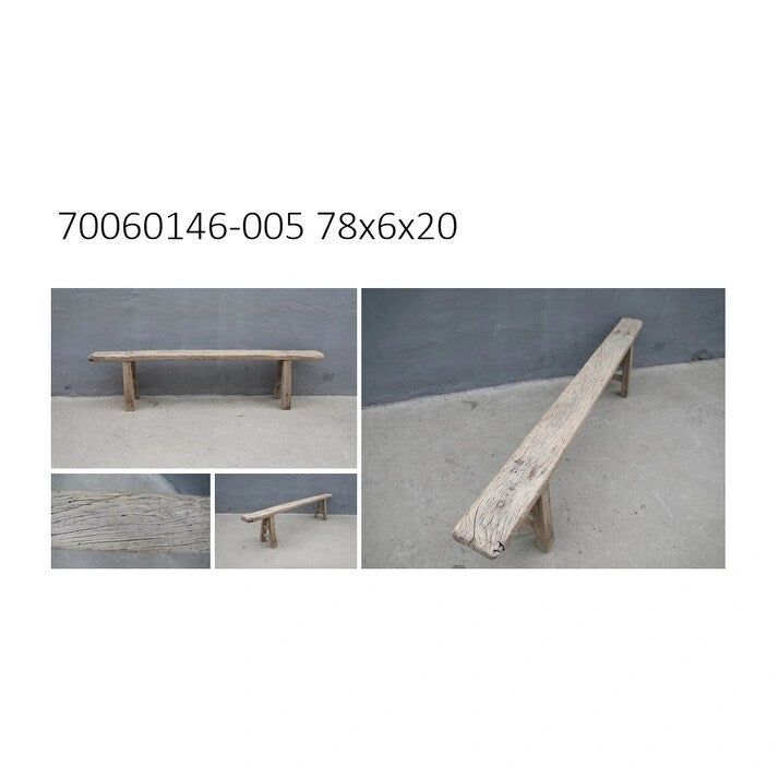Vintage Noodle Bench Weathered Natural (size and finish vary)