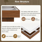 Modern Square 360 Rotating Coffee Table with 3 Detachable Tray, 2-Tier Center Table Cocktail Table with Storage for Living Room