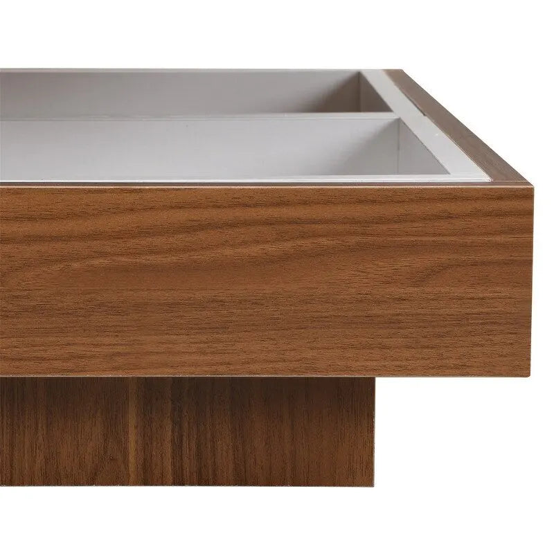 Modern Square 360 Rotating Coffee Table with 3 Detachable Tray, 2-Tier Center Table Cocktail Table with Storage for Living Room