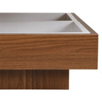 Modern Square 360 Rotating Coffee Table with 3 Detachable Tray, 2-Tier Center Table Cocktail Table with Storage for Living Room