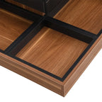 Modern Square 360 Rotating Coffee Table with 3 Detachable Tray, 2-Tier Center Table Cocktail Table with Storage for Living Room