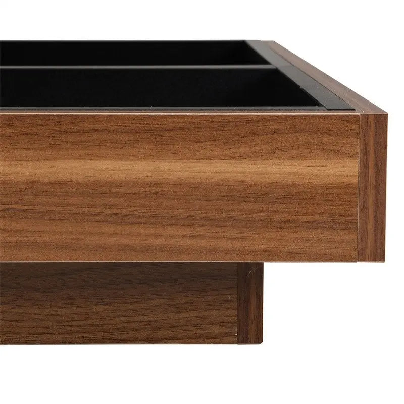 Modern Square 360 Rotating Coffee Table with 3 Detachable Tray, 2-Tier Center Table Cocktail Table with Storage for Living Room
