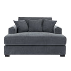 Chenille Fabric Oversized Chaise Lounger, 39.7/43.5/55 Chair Bed Sofa Couch with Pillows, Charge Station & Cup Holders