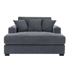 Chenille Fabric Oversized Chaise Lounger, 39.7/43.5/55 Chair Bed Sofa Couch with Pillows, Charge Station & Cup Holders
