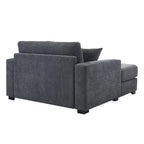 Chenille Fabric Oversized Chaise Lounger, 39.7/43.5/55 Chair Bed Sofa Couch with Pillows, Charge Station & Cup Holders