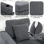 Chenille Fabric Oversized Chaise Lounger, 39.7/43.5/55 Chair Bed Sofa Couch with Pillows, Charge Station & Cup Holders