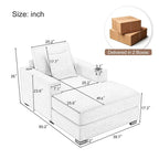 Chenille Fabric Oversized Chaise Lounger, 39.7/43.5/55 Chair Bed Sofa Couch with Pillows, Charge Station & Cup Holders