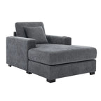 Chenille Fabric Oversized Chaise Lounger, 39.7/43.5/55 Chair Bed Sofa Couch with Pillows, Charge Station & Cup Holders