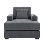 Chenille Fabric Oversized Chaise Lounger, 39.7/43.5/55 Chair Bed Sofa Couch with Pillows, Charge Station & Cup Holders