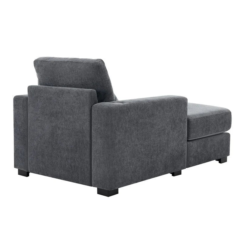 Chenille Fabric Oversized Chaise Lounger, 39.7/43.5/55 Chair Bed Sofa Couch with Pillows, Charge Station & Cup Holders