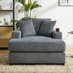 Chenille Fabric Oversized Chaise Lounger, 39.7/43.5/55 Chair Bed Sofa Couch with Pillows, Charge Station & Cup Holders