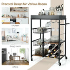 Gymax 4-Tier Kitchen Bar Cart Rolling Serving Trolley Wine Rack - See Details