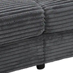 86.5 Corduroy Chaise Lounge Sofa Bed with USB Ports, Cup Holders and 8 Thick Cushions