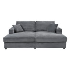 86.5 Corduroy Chaise Lounge Sofa Bed with USB Ports, Cup Holders and 8 Thick Cushions