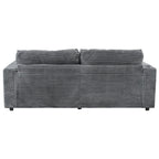 86.5 Corduroy Chaise Lounge Sofa Bed with USB Ports, Cup Holders and 8 Thick Cushions