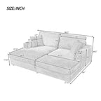 86.5 Corduroy Chaise Lounge Sofa Bed with USB Ports, Cup Holders and 8 Thick Cushions