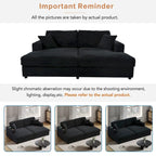 86.5 Corduroy Chaise Lounge Sofa Bed with USB Ports, Cup Holders and 8 Thick Cushions