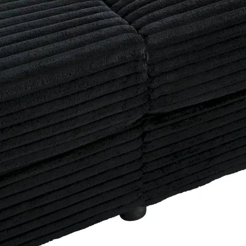 86.5 Corduroy Chaise Lounge Sofa Bed with USB Ports, Cup Holders and 8 Thick Cushions