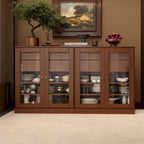 Palace Imports 100% Solid Wood 64 Sideboard with Clear Glass Doors, 4-Drawers and Adjustable Shelves
