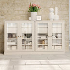 Palace Imports 100% Solid Wood 64 Sideboard with Clear Glass Doors, 4-Drawers and Adjustable Shelves