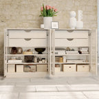 Palace Imports 100% Solid Wood 64 Sideboard with Clear Glass Doors, 4-Drawers and Adjustable Shelves