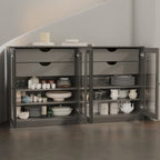 Palace Imports 100% Solid Wood 64 Sideboard with Clear Glass Doors, 4-Drawers and Adjustable Shelves