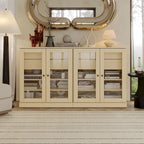 Palace Imports 100% Solid Wood 64 Sideboard with Clear Glass Doors, 4-Drawers and Adjustable Shelves