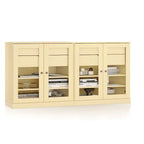 Palace Imports 100% Solid Wood 64 Sideboard with Clear Glass Doors, 4-Drawers and Adjustable Shelves