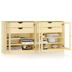 Palace Imports 100% Solid Wood 64 Sideboard with Clear Glass Doors, 4-Drawers and Adjustable Shelves