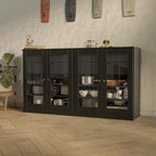Palace Imports 100% Solid Wood 64 Sideboard with Clear Glass Doors, 4-Drawers and Adjustable Shelves