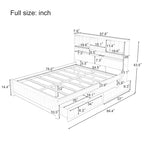 Wood Platform Bed with Bookcase Headboard, Built-in Downlight, Charging Station & 2 Side Drawers