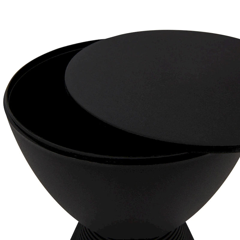 Boyd Round Side Table Ribbed Design Base Accent End Table with Removable Lid for Living Room & Bedroom