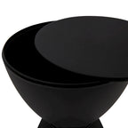 Boyd Round Side Table Ribbed Design Base Accent End Table with Removable Lid for Living Room & Bedroom