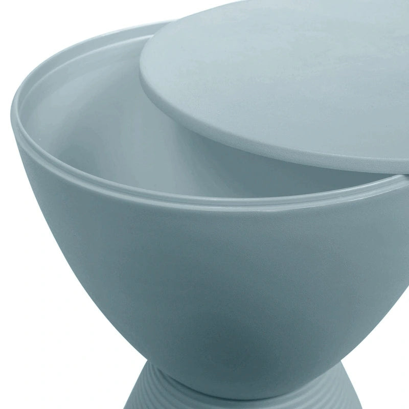 Boyd Round Side Table Ribbed Design Base Accent End Table with Removable Lid for Living Room & Bedroom