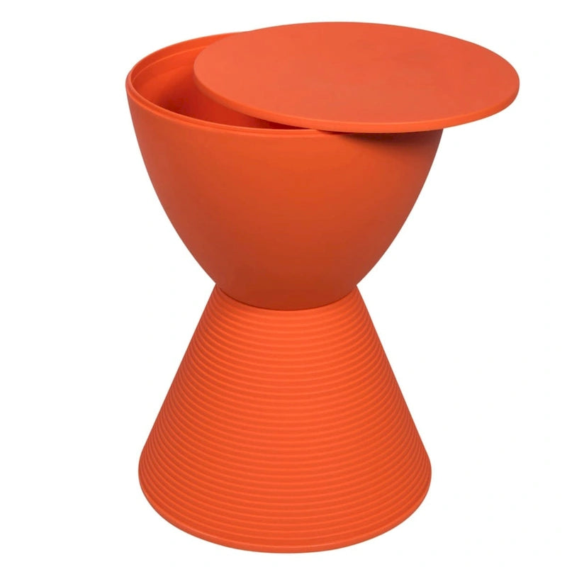 Boyd Round Side Table Ribbed Design Base Accent End Table with Removable Lid for Living Room & Bedroom