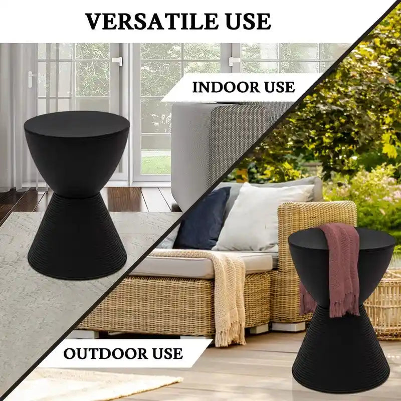Boyd Round Side Table Ribbed Design Base Accent End Table with Removable Lid for Living Room & Bedroom
