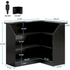 L-Shaped Bar Cabinet with Stemware Racks for Home Pub