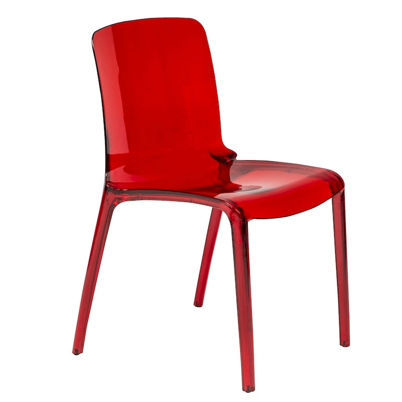 Stackable Acrylic Minimalist Plastic Dining Chair Modern Full Back Transparent Accent Side Chair for Dining Room & Kitchen