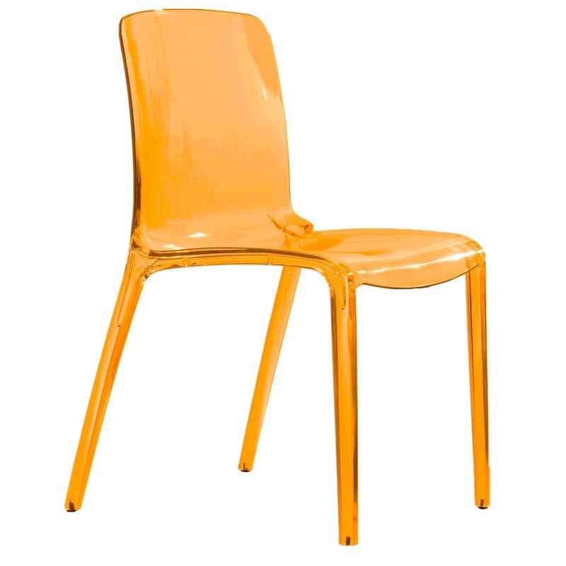 Stackable Acrylic Minimalist Plastic Dining Chair Modern Full Back Transparent Accent Side Chair for Dining Room & Kitchen