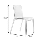 Stackable Acrylic Minimalist Plastic Dining Chair Modern Full Back Transparent Accent Side Chair for Dining Room & Kitchen