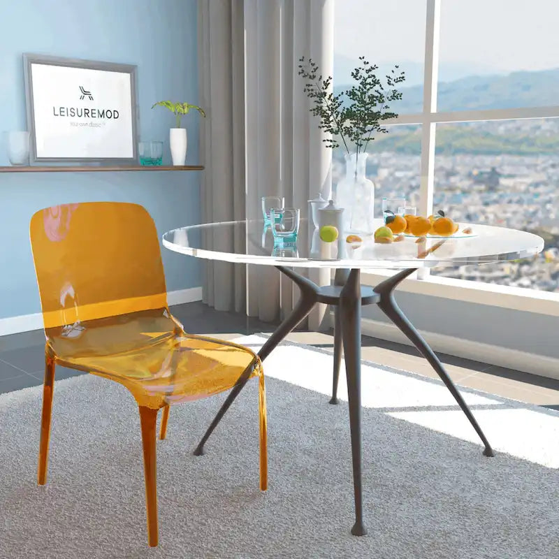 Stackable Acrylic Minimalist Plastic Dining Chair Modern Full Back Transparent Accent Side Chair for Dining Room & Kitchen
