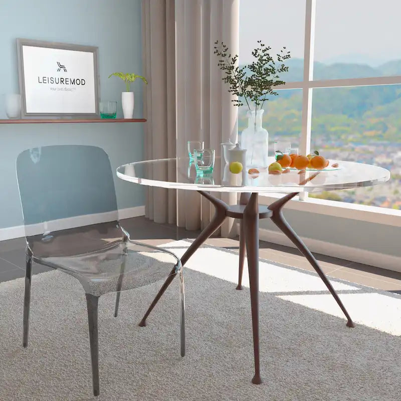 Stackable Acrylic Minimalist Plastic Dining Chair Modern Full Back Transparent Accent Side Chair for Dining Room & Kitchen