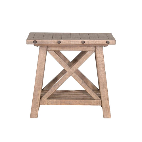 Anva Accent Chairside Table, Light Brown Mahogany, Rectangular 28 Inch