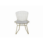 Hely 23 Inch Dining Chair Set of 2, 4 Cushions, Metal Cage Frame, Gold