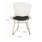 Hely 23 Inch Dining Chair Set of 2, 4 Cushions, Metal Cage Frame, Gold