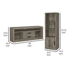 TV Entertainment Console with 2 Media Tower, 8 Compartments, Driftwood Gray
