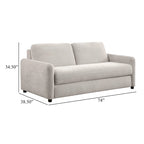 Rilia Sofa Sleeper with Queen Size Mattress, Beige Fabric, 74 Inch