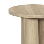 Hazel Side Table with 3 Pillar Legs, Handcrafted Natural Brown Mango Wood, 17.7 Inch Round Top