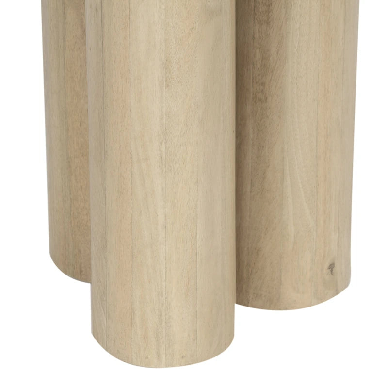 Hazel Side Table with 3 Pillar Legs, Handcrafted Natural Brown Mango Wood, 17.7 Inch Round Top